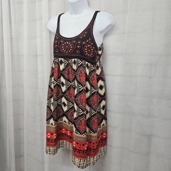 Angie Dress Mini Boho Hippie Festival Black Red S - Picture 4 of 9